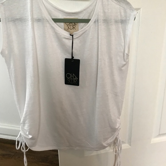 Chaser Tops - Chaser white drawstring side shirt